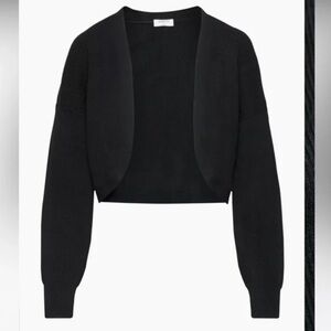 Aritzia Black Cropped Open-Front Shrug